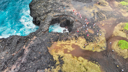 La Roche Qui Pleure, Mauritius. Drone point of view on a cloudy day