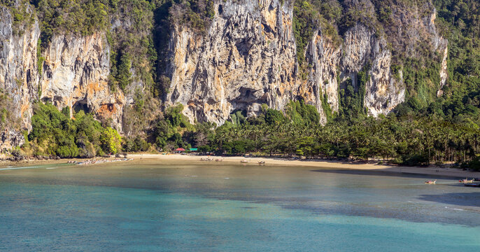 Railay beach mountain landscape Thailand, Krabi province