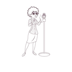 Isolated african American woman singer - Vector illustration