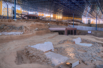 Archaeological excavation at Cueva Pintada museum at Galdar, Gran Canaria, Canary Islands, Spain