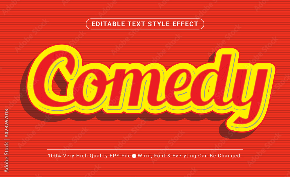 Poster 3d red comedy text effect, editable text font effect