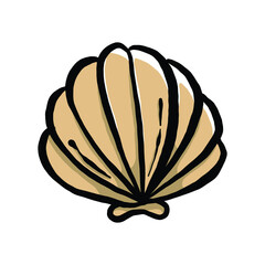 colorful seashell illustration. animated nautical animal in vector graphic for creative design. aquatic object animation isolated on white background.