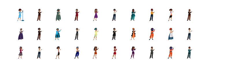 Set of African American people - Vector illustration