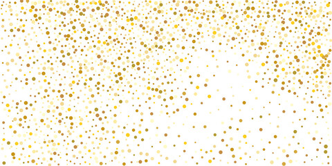 Golden glitter confetti on a white background.  Illustration of a drop of shiny particles. Decorative element. Element of design. Vector illustration, EPS 10.
