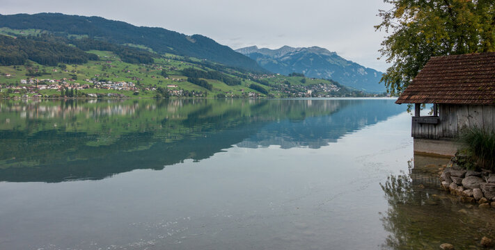 View of the SarnerSee from Sachseln Obwalden in Switzerland