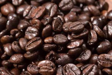 coffee beans on the wooden texture