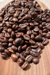 coffee beans on the wooden texture