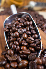 coffee beans in the spoon