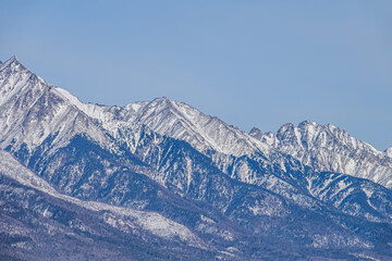 Panorama of Sayan Mountains in Winter