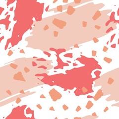 Hand painted brush strokes seamless abstract pattern. Pastel pink colors. Vector illustration.