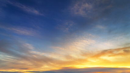 Colorful sunset cloudy sky overly