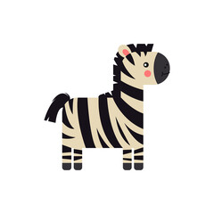 Zebra cute doodle hand drawn flat vector illustration. Icon. Simple style for kids