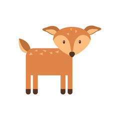 Deer cute doodle hand drawn flat vector illustration. Icon. Simple style for kids