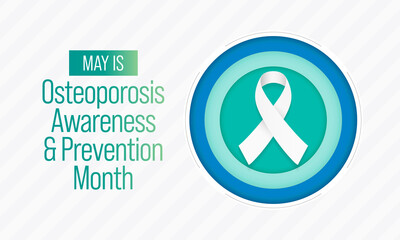 National Osteoporosis awareness and prevention month observed each year in May. it causes bones to become weak and brittle that a fall or coughing can cause a fracture. Vector illustration.
