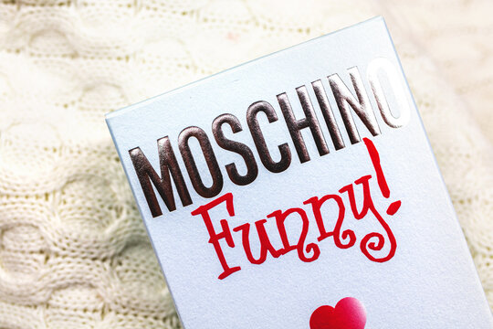 Kharkov, Ukraine - March 23, 2021: Perfume Moshino Funny on the box
