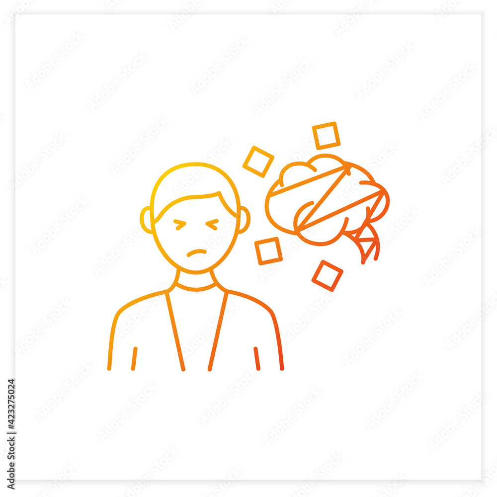 Poster cognitive dissonance gradient icon.mental conflict between knowledge, ideas, mind. divergence of tho