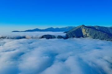 Top view of clouds, clouds in the mountains