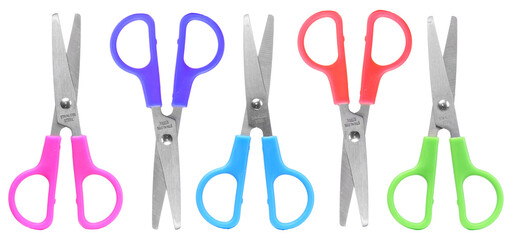 children's colored scissors on an isolated background
