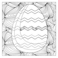 Easter Egg Coloring Page! Abstract Seamless Pattern with Hand Drawn Doodles Easter Eggs, Easter Patterns. Coloring page for adult and children. Black and White Easter Holiday Vector illustration.