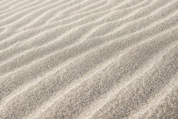 Fototapeta na wymiar Pattern of sandy waves on beach, desert