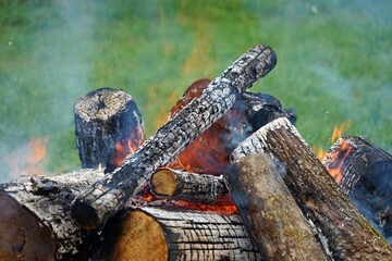 Brennende Baumstämme