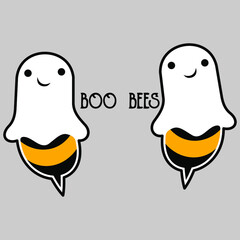 boo bees cartoon halloween - illustration vector art