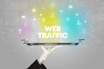 Waiter serving social networking