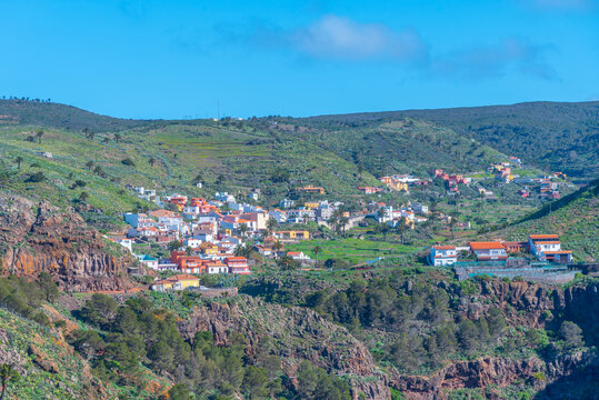 Aerial view of Barranco de Arure at La Gomera, Canary Islands, Spain