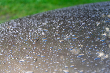 Drops of water on the car surface