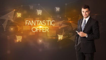 Businessman thinking about shopping