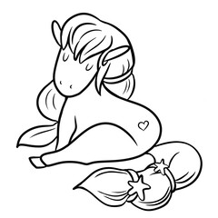 Little cute horse, drawing for children, illustration for coloring
