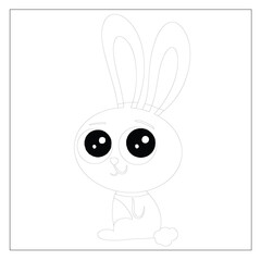 Easter Bunny Coloring Page! Easter Bunny Coloring Book, Easter Bunny Rabbit Cartoon Character. Cute Bunny, Cute Rabbit.