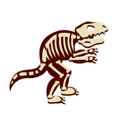Dinosaur skeleton. Bones of a prehistoric lizard. Archeology and history. Cartoon dino illustration. Funny monster. The Halloween element