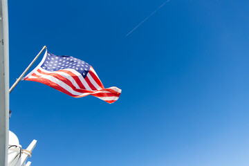 american flag and sky