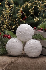 christmas decorations on the background of a Christmas tree