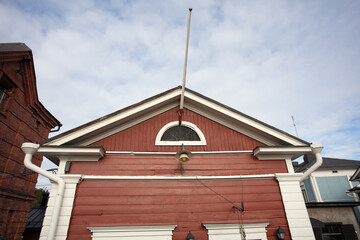Porvoo, Finland, March 3, 2021. Fragments of buildings of the ancient city. Scandinavian architecture.