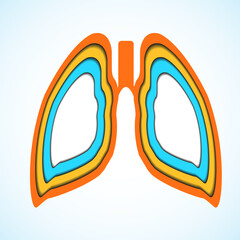 Human lungs with overlap. Medical concept, logo, symbol, icon, vector illustration