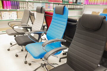 new office chairs in the store. office renovation concept