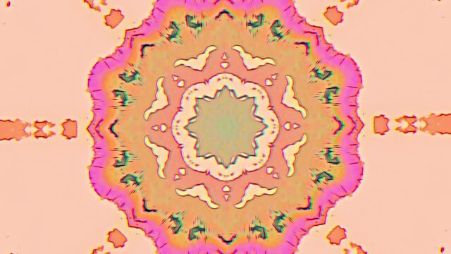 Transforming fractal kaleidoscope, iridescent motion graphic for abstract videos. 
