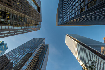 Fototapeta na wymiar Skyscrapers in the financial district of downtown Toronto Canada.