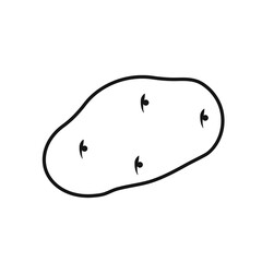 simple vector image of line drawn potato icon isolated black on white