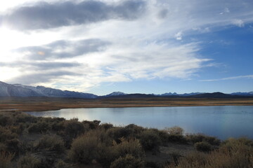 The beautiful scenery of Warm Lake, located Eastern Sierra Nevada Mountains, Mono County, California.