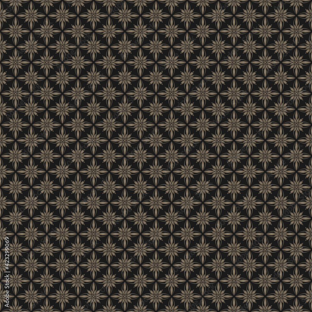 Poster abstract of lotus pattern. design classic style gradient gold on black background. design print for 