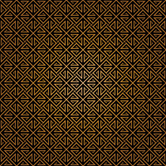 Geometric of square stripe pattern. Design mosaic tile gold on black background. Design print for illustration, texture, wallpaper, background.