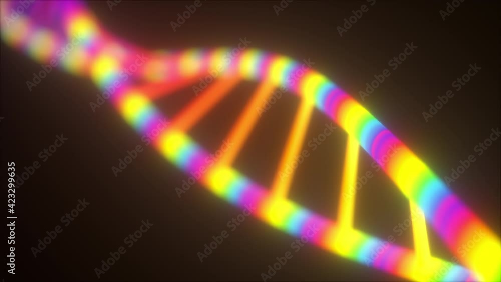 Poster chromosome under microscope magnification with 3d render genetic facets and cellular structure. scie