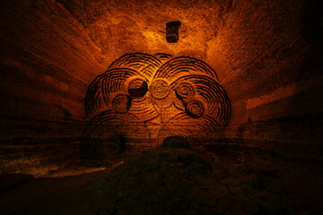 Abandoned prospecting mine with boring machine traces