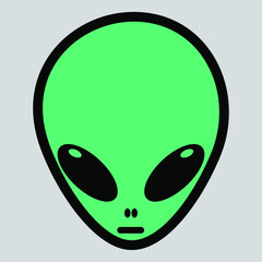 Green Martian alien head cartoon - vector art illustration