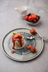 Trauttmansdorff - rice pudding with dried fruits and berry sauce