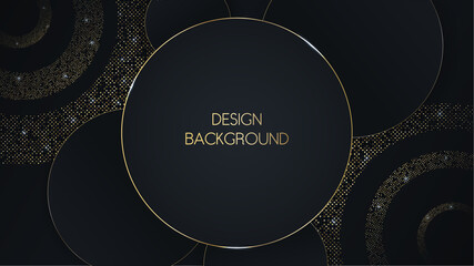 Modern black cover design. Business background, cover. Abstract grey and gold lines backgroun. Vector for catalog, brochure template, magazine layout, booklet. Background for website - obrazy, fototapety, plakaty