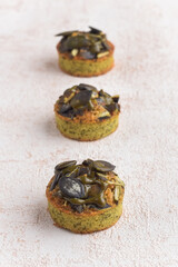 Financiers - French biscuits with pumpkin seeds in petit four